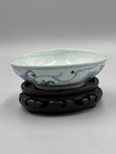 Antique Chinese Ming Dynasty Blue   White Porcelain Dish  Lion Motif   fu  Mark