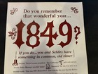 Vtg 1960s Schlitz Brewing Co  Ad  Breweriana  Established 1849