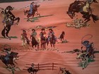 Rare Selling By The Yard  round Up  Cowgirls Barkcloth Peach By Debbie Rodgers