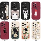 Cute Cats Phone Case Personalized Name Cover For Iphone 15 16 14 Samsung S24 S25