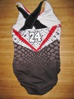 Gk Elite Leotard Size Am Adult Medium Poly Spandex Legends Black Gray White Red
