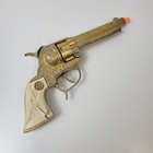 Rare 1940 s Gold Plated Hubley Texan Cap Gun W  Revolving Cylinder