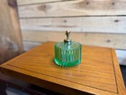 Vintage Green Glass Perfume Atomizer Vanity Bottle Art Deco Style