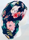 Floral On Navy Blue Print Size Medium Medical Bouffant Scrub Cap Surgery Hat