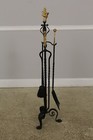 F57300ec  Outstanding Palatial Wrought Iron 3 Piece Fireplace Andiron Set