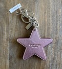 Coach Star Gem Bag Charm Key Ring Fob - Leather-pink- Dark Pink  Beads- Metallic