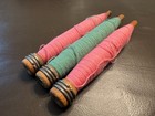 Vintage Wooden Textile Bobbins   Primitive Thread Spools     Set Of 3