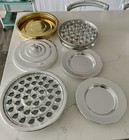 8 Pc Metal Artistic Church Ware Holy Communion Trays Lid Plates And 75 Glasses