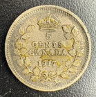1917 Canada Five 5 Cent George V Sterling Silver Nickel Coin