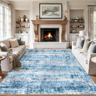 8x10 Area Rugs For Living Room - Washable Rug Modern Abstract Soft Large Neutral
