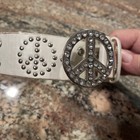 Justice Girls Small Peace Sign Belt White  Pre-owned  Vintage