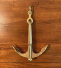 Vtg Lg Antiqued Solid Brass Boat Anchor nautical Shelf  Desk  Wall Decor  8 75 
