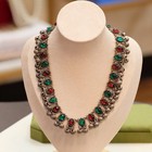 Art Deco Glass Collar With Red And Green Cabochons 1930s