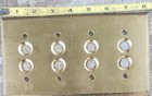 3 Antique 4 Gang Push Button Light Switch Cover Plate Brass Vintage 
