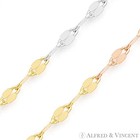2 2mm Coffee Link Sterling Silver Tri-tone 14k Gold-plated Mirror Chain Necklace