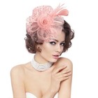 Fascinators Hats For Women Tea Party Hat Kentucky Derby Headband Blush Pink