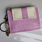 Pink   Beige Alligator Print Keyring Key Chain W gold Heart  love  Charm