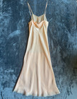 Vtg 40s Seamprufe Slip Dress Nightgown Lingerie Pink Sexy Acetate Rayon Lace Xs