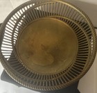 Vtg Reticulated Brass Bowl W decorative Cut Outs On The Heavy Base Made In Korea