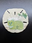 Vintage Painted Sand Dollar Kitten Cat Beach Decor Lacquered Shell