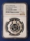 2016 Silver Proof   5 Coin  queen s 90th  Ngc Graded Pf70 With Case   Coa