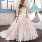 Girls Lace Long Prom Gowns Bridesmaid Kids Dresses Party Dress Kids Princess 