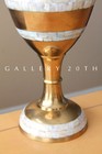 Gorgeous  Mcm Brass Shell Inlaid Vase  Orig Art Vtg Atomic Gold 50 s Mid Century