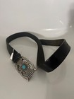 Ralph Lauren Sand Casted Silver Buckle W  Genuine Leather Belt