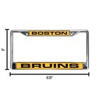Laser Cut Inlaid Standard Chrome License Plate Frame  Boston Bruins   6 X 12    
