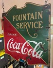 Vintage Coca Cola Porcelain 2-sided Metal Sign  fountain Service 