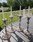 Rare Set Of 4 Matching 12  Elkington Antique 1851 Silverplate Candle Holders