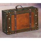 Vintiquewise Rustic Storage Chest Trunk Classic Vintage Solid Wood leather Brown