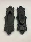 Pair Cast Brass Bronze Recessed Window Sash Lift Plates Neoclassical Victorian