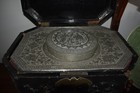 Antique 19th Century Chinese Export Tea Caddy Regency Gilded Black Lacquer
