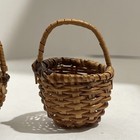 2 Vintage Woven Wicker 2    Miniature Baskets Set Handles Rustic Farmhouse Decor