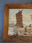 Vintage 19 x 14  Wooden Oak Framed No Glass Paint By Number Signed  L l  Carver
