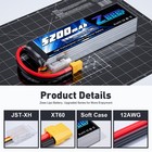 2x Zeee 3s Lipo Battery 5200mah Xt60 11 1v 120c For Rc Car Truck Heli Airplane