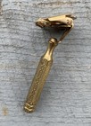 Vintage Ever Ready Shovel Head Single Edge Safety Razor Gold Tone With Pattern