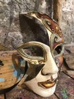 Carnival Party Face Mask - Moon Mask Decorated With Bronze Colors