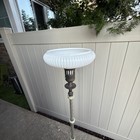 Antique Floor Lamp Art Deco Torchiere Ornate W green Onyx 14  Glass Shade