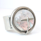 Antique Pewter Metal Kitsch Chunky Bracelet Domed Map Plane Flying Over Canada