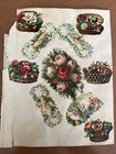 Antique German Paper Flowers Floral Hands Fruit Doll Baskets Roses Colors German