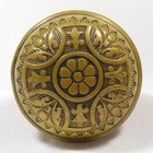 Antique Victorian Eastlake Doorknob Pair Flower Center Brass Door Knobs