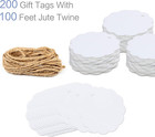 200 Pcs White Kraft Scalloped Paper Gift Tags With 100 Feet Natural Jute Twine S