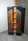 Reut Shahar For Kakadu Wood Rustic Painted Shelf Cd Cabinet Tower Rack Folk Art