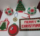 Vintage Lot Of 6 Handmade Miniature Christmas Tree Ornaments Decorations 