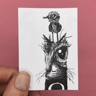 Aceo Art Card Original Pen And Ink Drawing Pop Surreal Ink Cat 9 Tim Olly