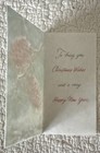 Unused Christmas Tree Branch Pine Cone Town Paper Vintage Greeting Card 1950s