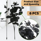 Hananona 6 Pcs Artificial Black Eucalyptus Stems  14  Eucalyptus Leaves Branches