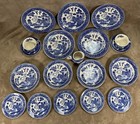 Blue Willow Set Of 19 Vintage Dishes Bowls Cups Plates Saucers Made In Japan 